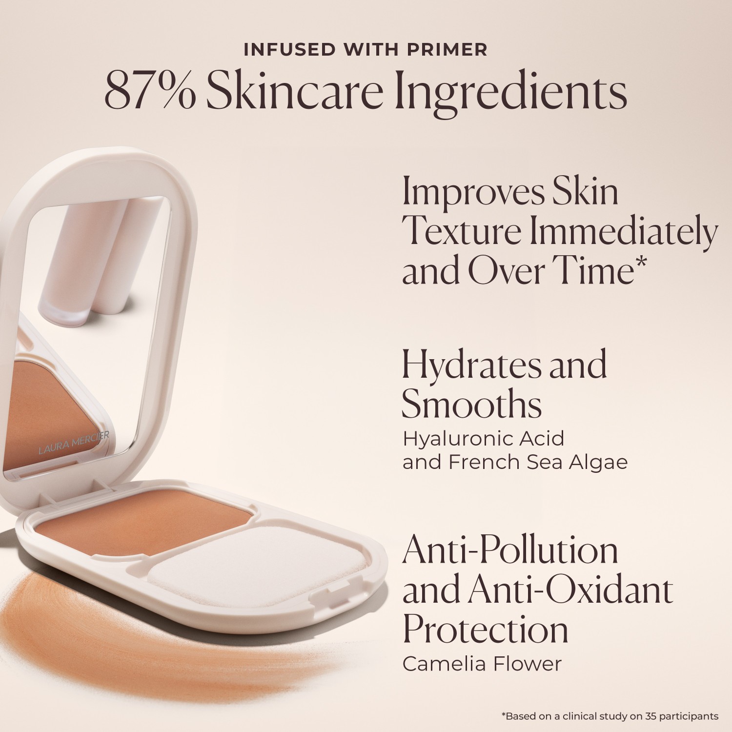 Пудра для лица real flawless feather matte powder Laura Mercier, 0n chantilly, вес 6.5 гр. — фото 3