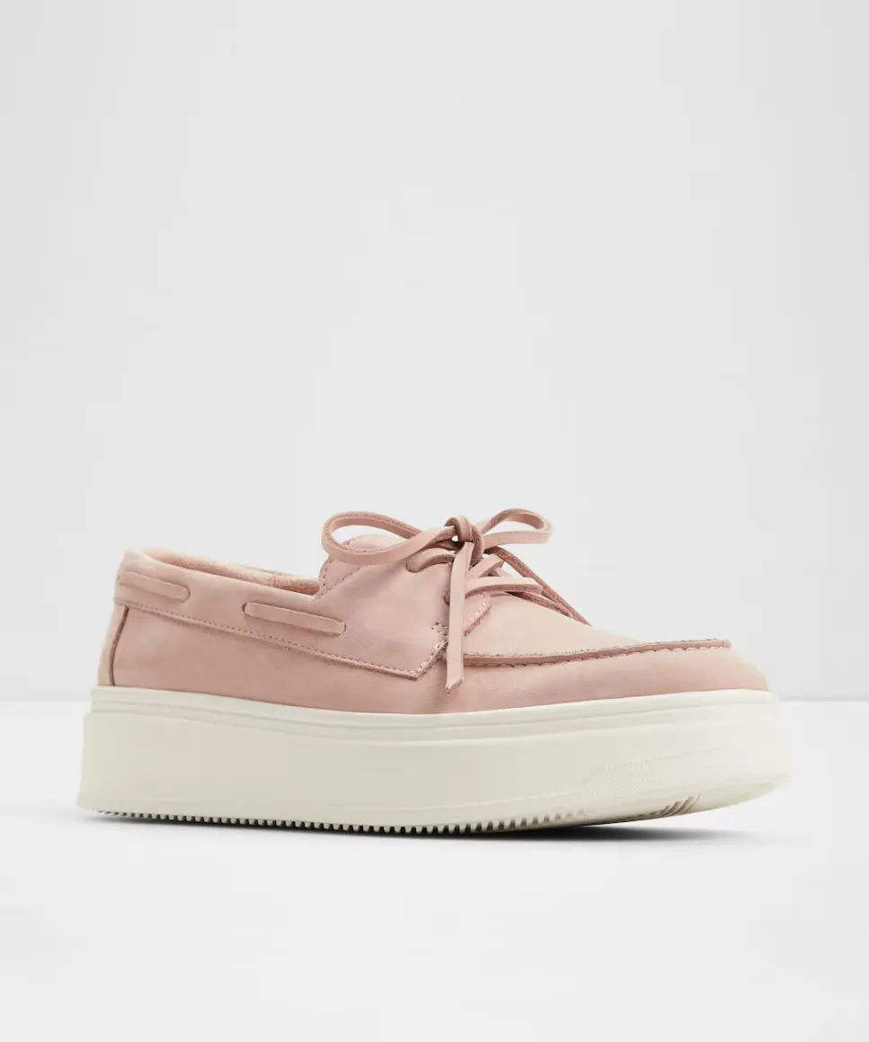 Женские кожаные туфли-лодочки с круглым носком Aldo, розовый — фото 4