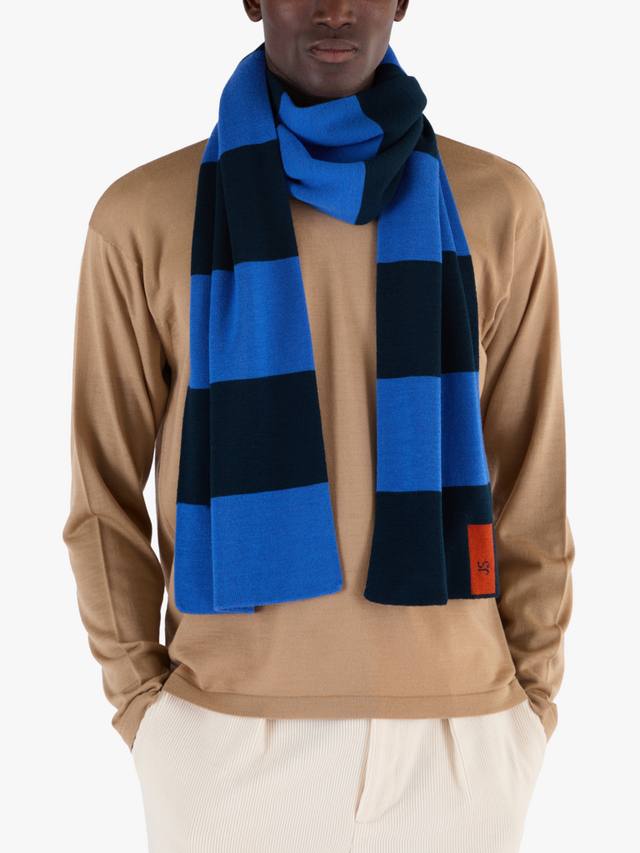 

Шарф из мериносовой шерсти в полоску John Smedley, Orion Green/Jay Blue