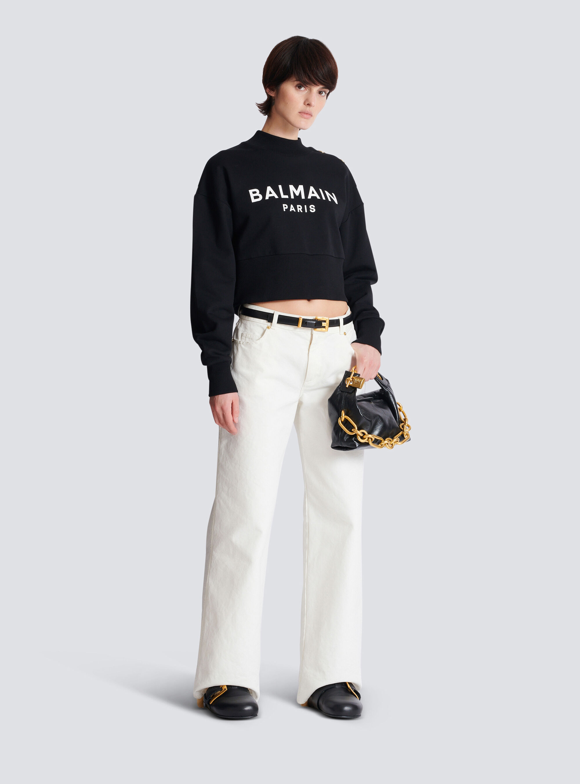 Свитшот с принтом Balmain Paris, белый/синий/черный/розовый — фото 2