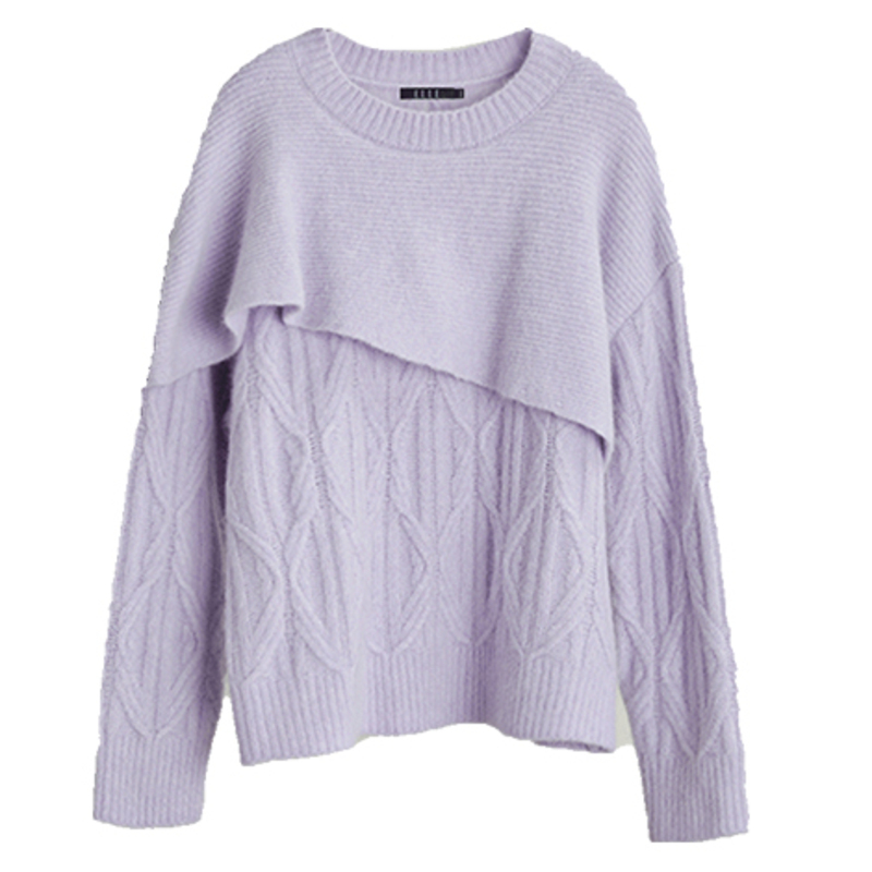 

Свитер женский с круглым вырезом утолщенный ELLE, фиолетовый