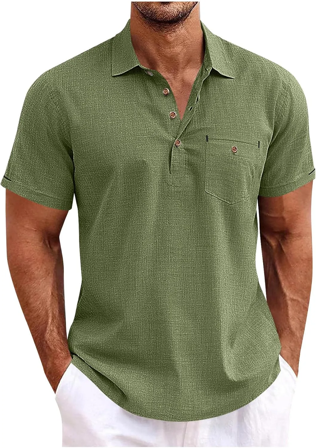 

Мужская рубашка хенли с коротким рукавом