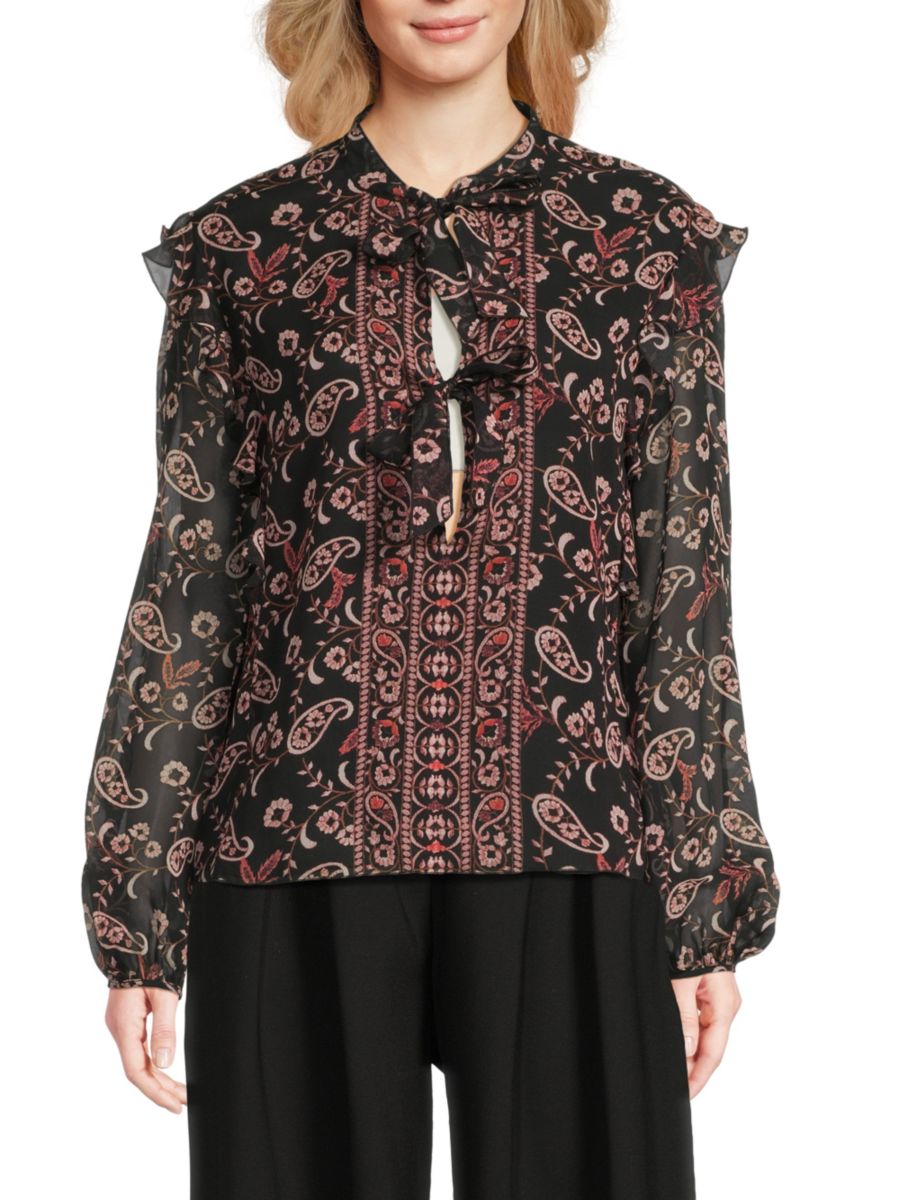 

Блузка из шелкового жоржета с принтом Giambattista Valli, цвет Black Rose