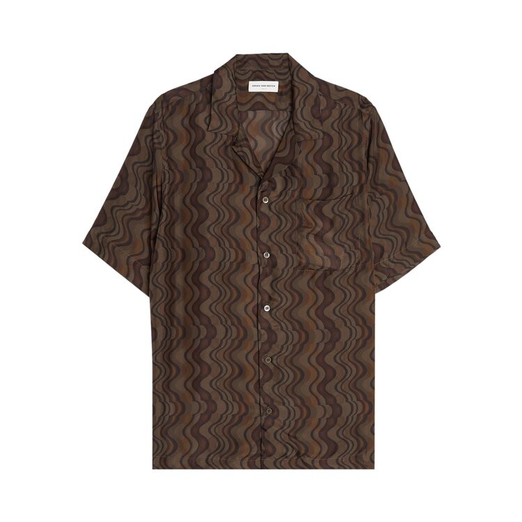 

Рубашка Dries Van Noten Lightweight Printed Boxy Hawaiian Shirt, коричневый