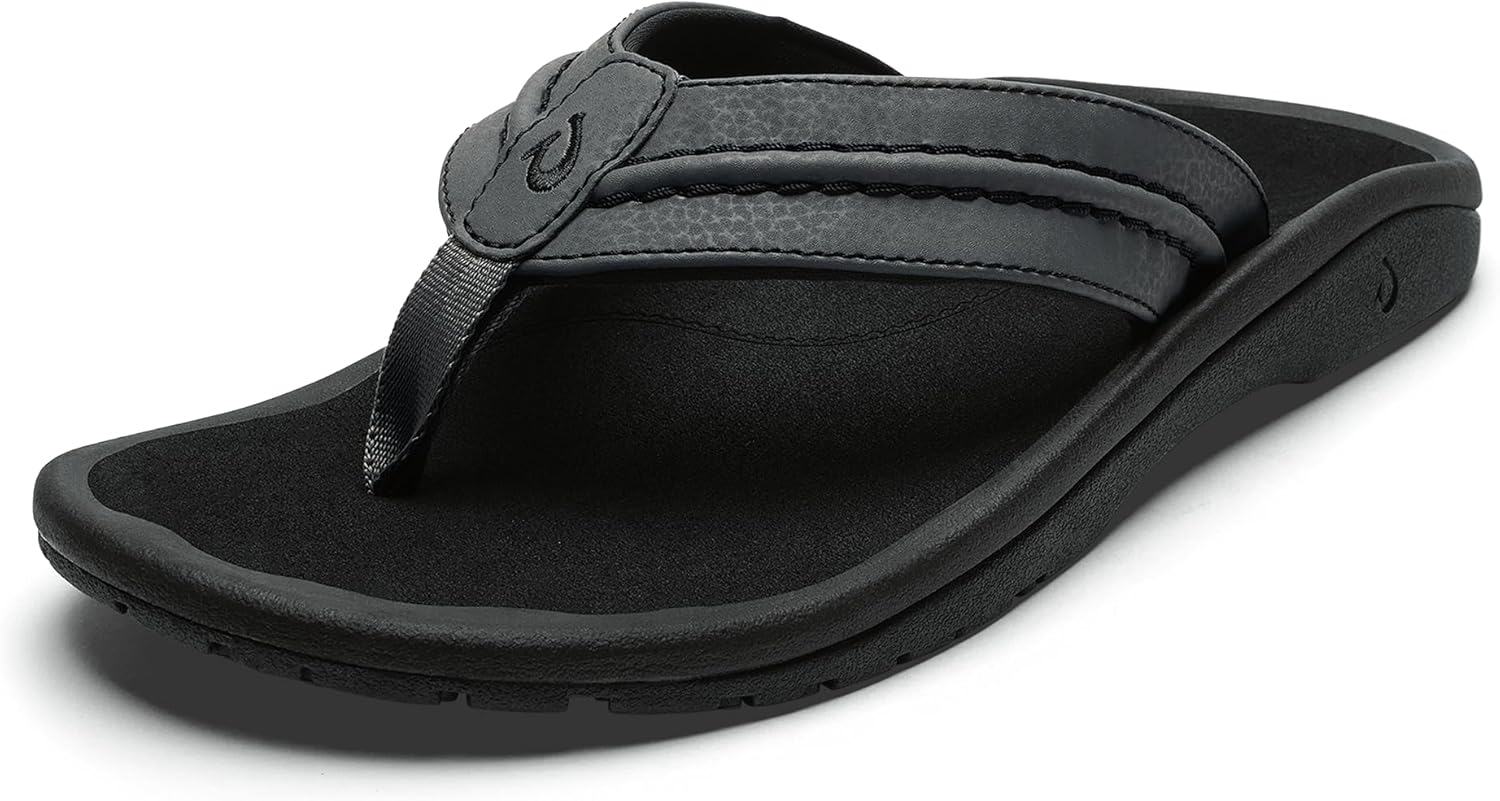 

Мужские пляжные сандалии OLUKAI Hokua, быстросохнущие шлепанцы, водоотталкивающие с резиновой подошвой с хорошим сцеплением на мокрой поверхности, стелька из прессованного материала и мягкая комфортная посадка, черный