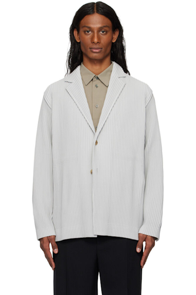 

Серый базовый блейзер HOMME PLISSÉ ISSEY MIYAKE
