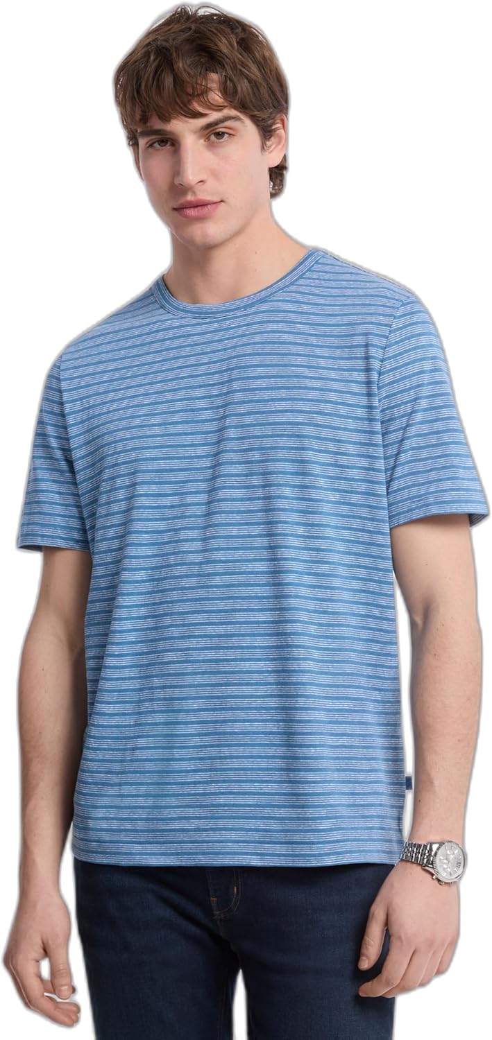 

Мужская футболка Michael Kors с коротким рукавом из льна и хлопка в полоску, Steel Blue