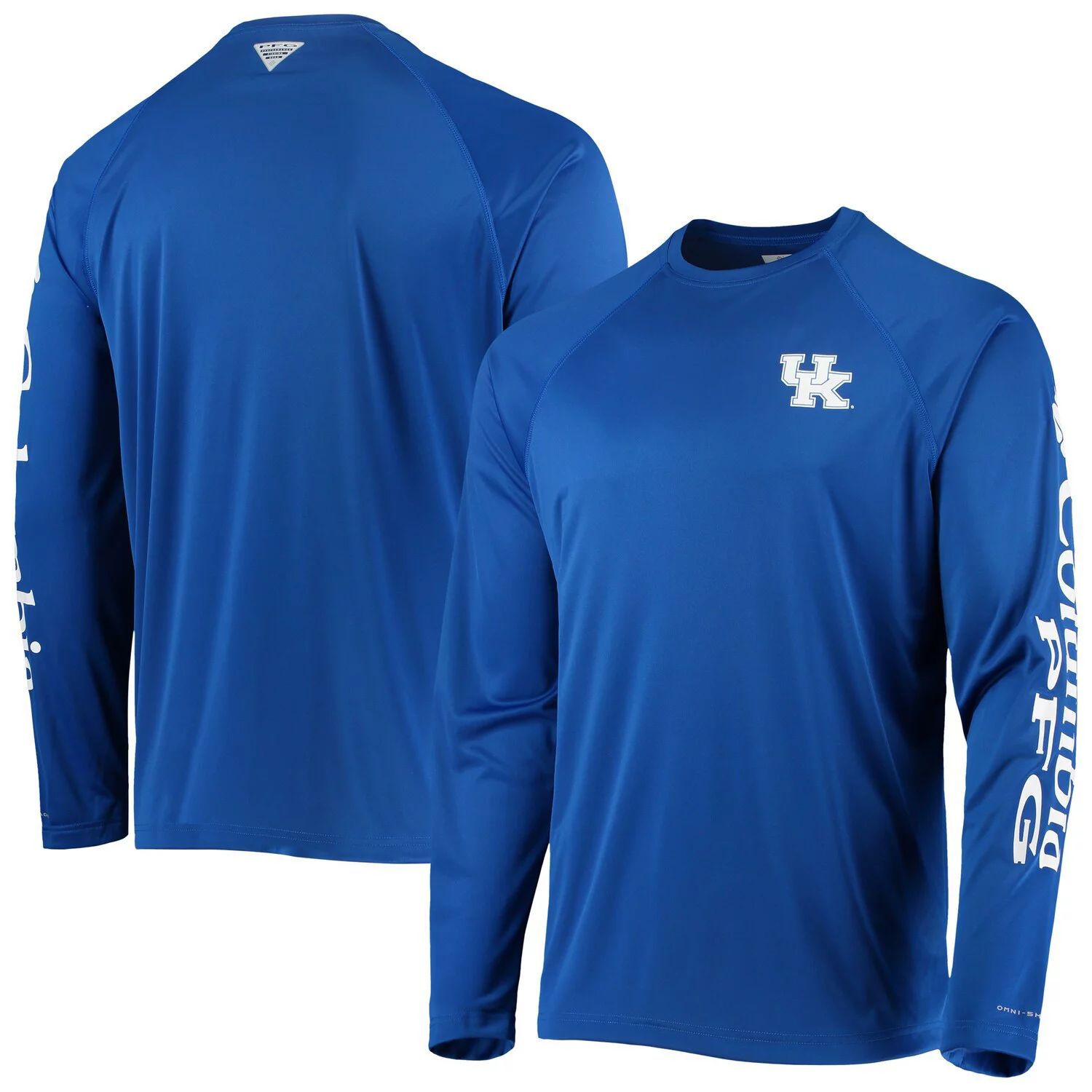 

Мужская футболка Columbia Royal Kentucky Wildcats PFG Terminal Tackle Raglan Omni-Shade с длинным рукавом