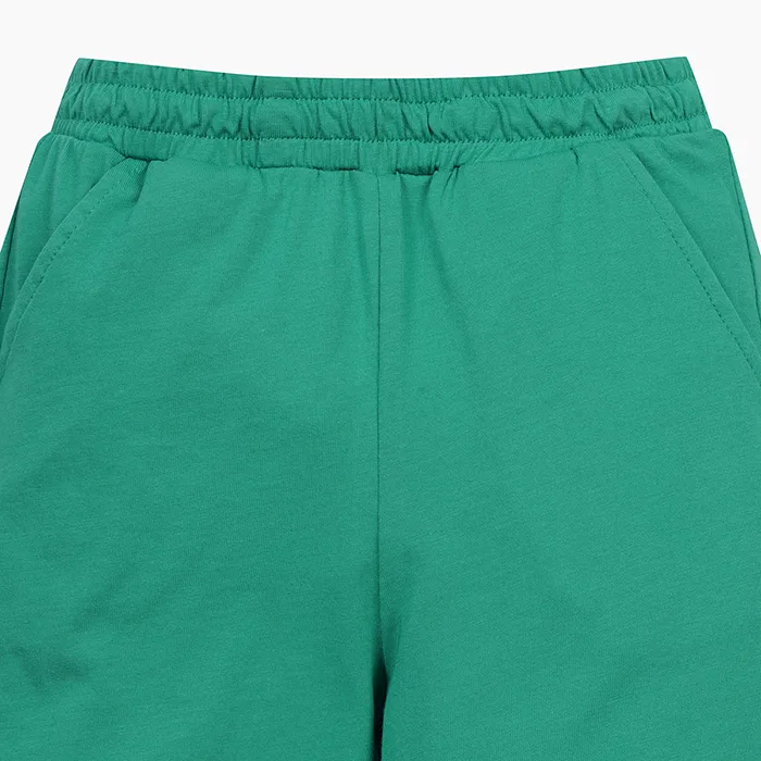 Детские графические шорты длиной 4 части зелёного цвета от Benetton Kids — фото 3