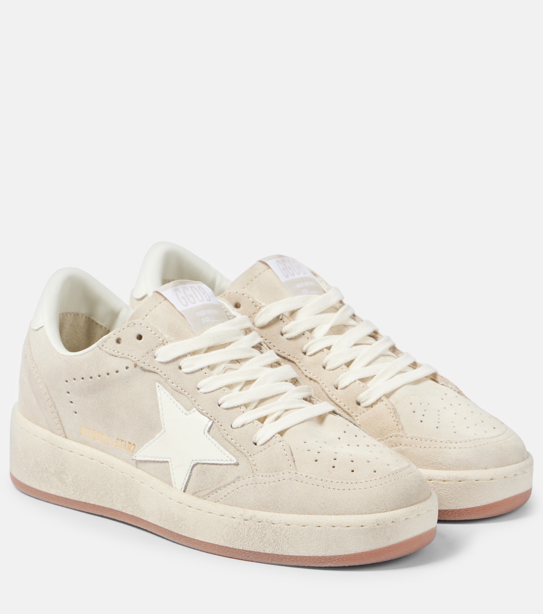 Кроссовки Ball Star 2 с отделкой из кожи и замши Golden Goose, Light Beige / Milk