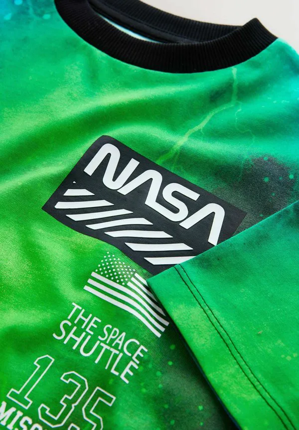 Футболка с коротким рукавом и принтом лицензии nasa Next, Black/Green — фото 2