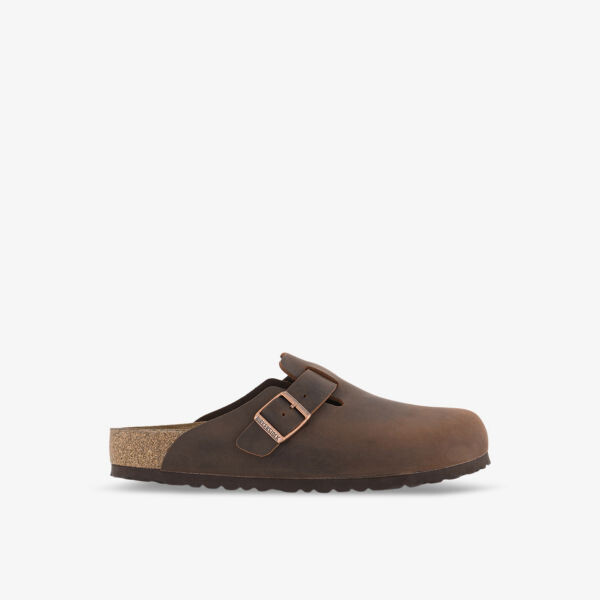 

Кожаные сабо boston с тисненым логотипом Birkenstock, цвет habana
