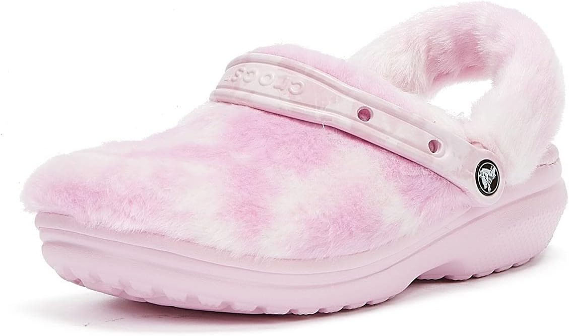 

Сабо Унисекс Классические Меховые Сабо Crocs, белый/розовый