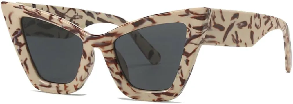 

Модные солнцезащитные очки большого размера «кошачий глаз» для женщин, винтажные градиентные очки с защитой от УФ-излучения для мужчин UUPTTPL, Beige Pattern Grey