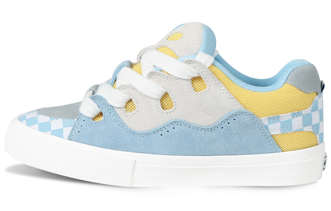 

Скользостойкие износостойкие низкие кроссовки для скейтбординга Unisex Blue White Yellow Ollieskate, синий белый желтый