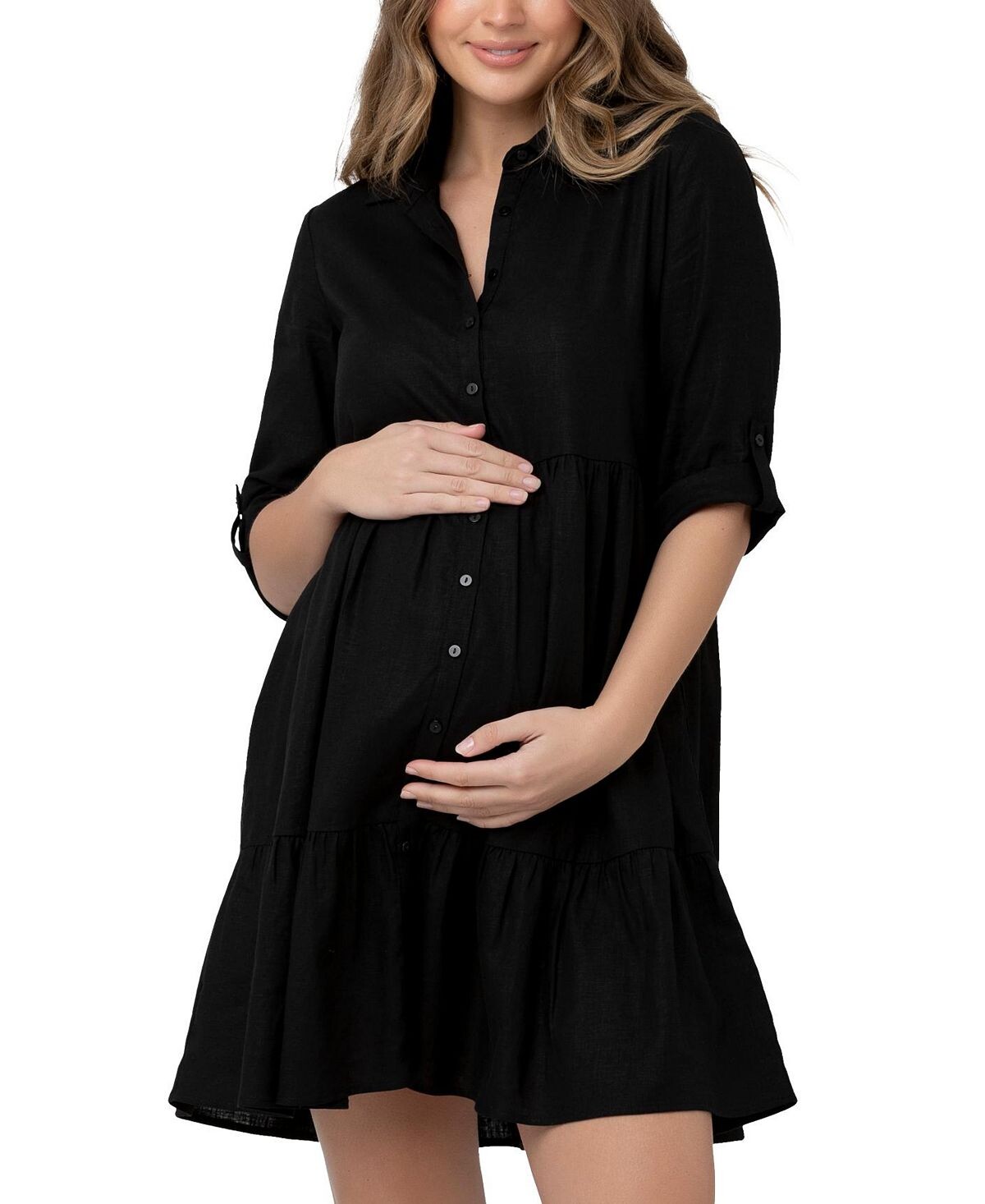 

Платье-рубашка на пуговицах Adel для беременных Ripe Maternity, черный