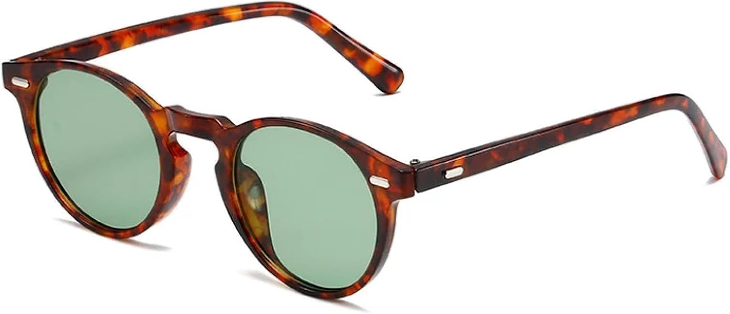 

Солнцезащитные очки с защитой от УФ-излучения UV400 для женщин и мужчин | Маленькие круглые очки в стиле панк с прозрачными заклепками и градиентным переходом цвета | для занятий спортом на открытом воздухе DSVIGF, Leopard Green