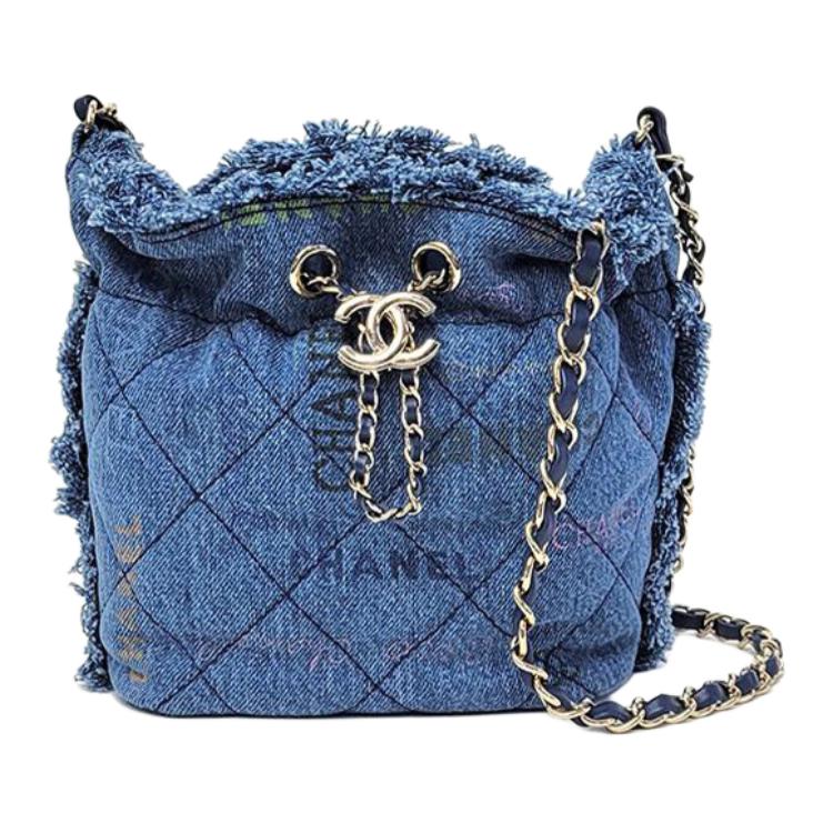 

CHANEL Джинсовая ведро сумка, плечевая сумка, кроссбоди маленькая women's blue