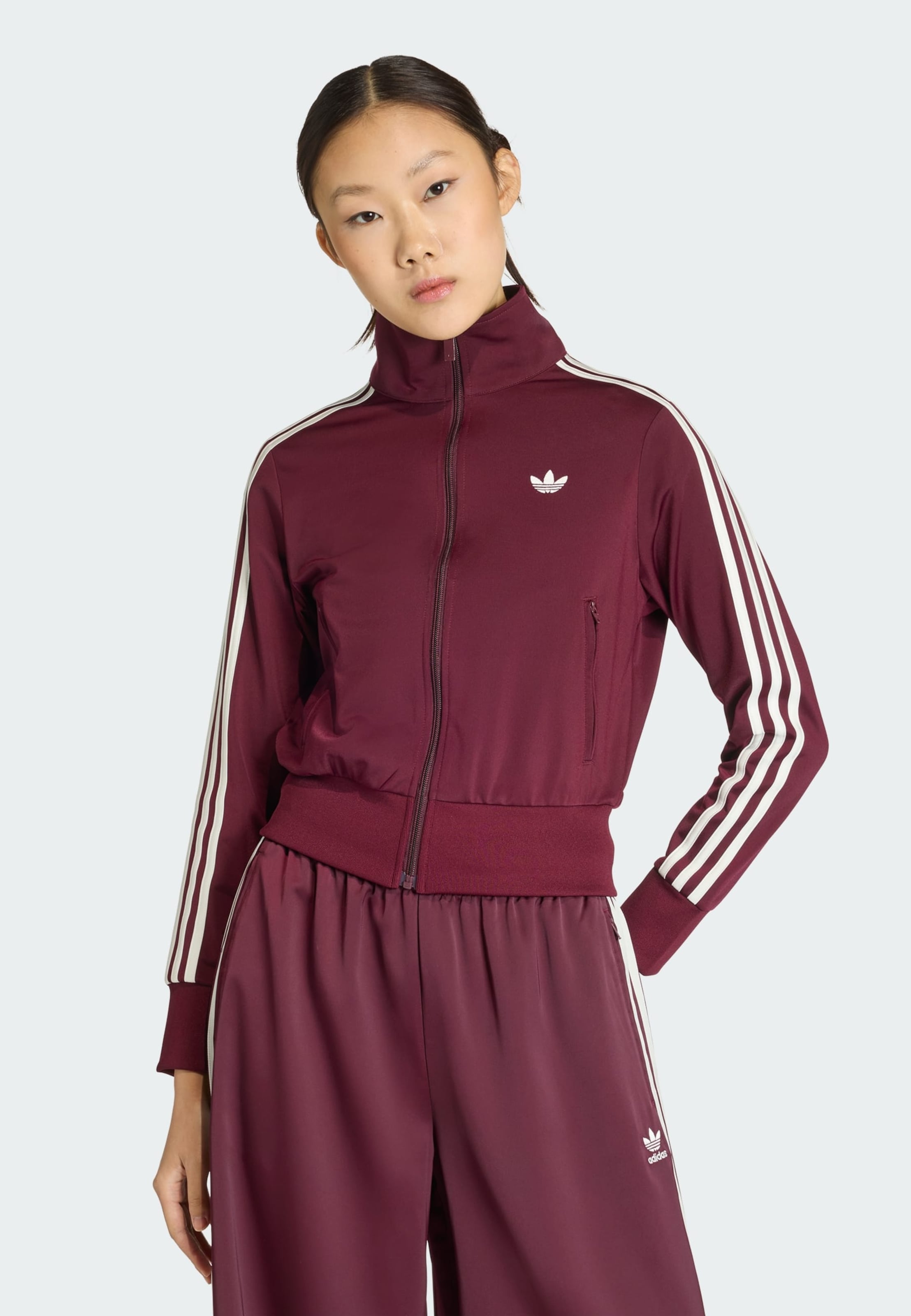 Adidas Originals Толстовка с капюшоном на молнии 'Firebird' Classic' в цвете Wine Red — фото 2