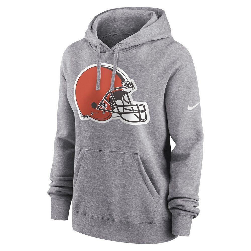 Женский флисовый пуловер с капюшоном Nike Heather Grey Cleveland Browns Team Logo Club, цвет Brn Grey — фото 3