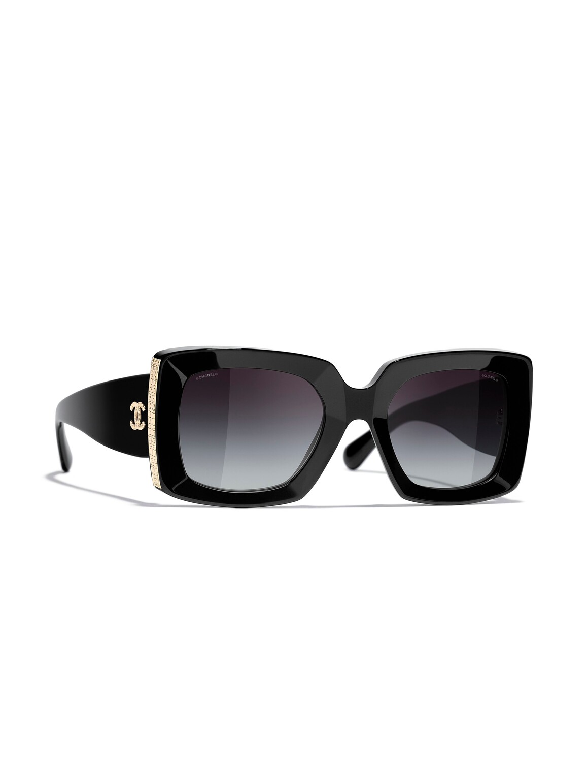 

Прямоугольные солнцезащитные очки CHANEL, цвет Black & Gold