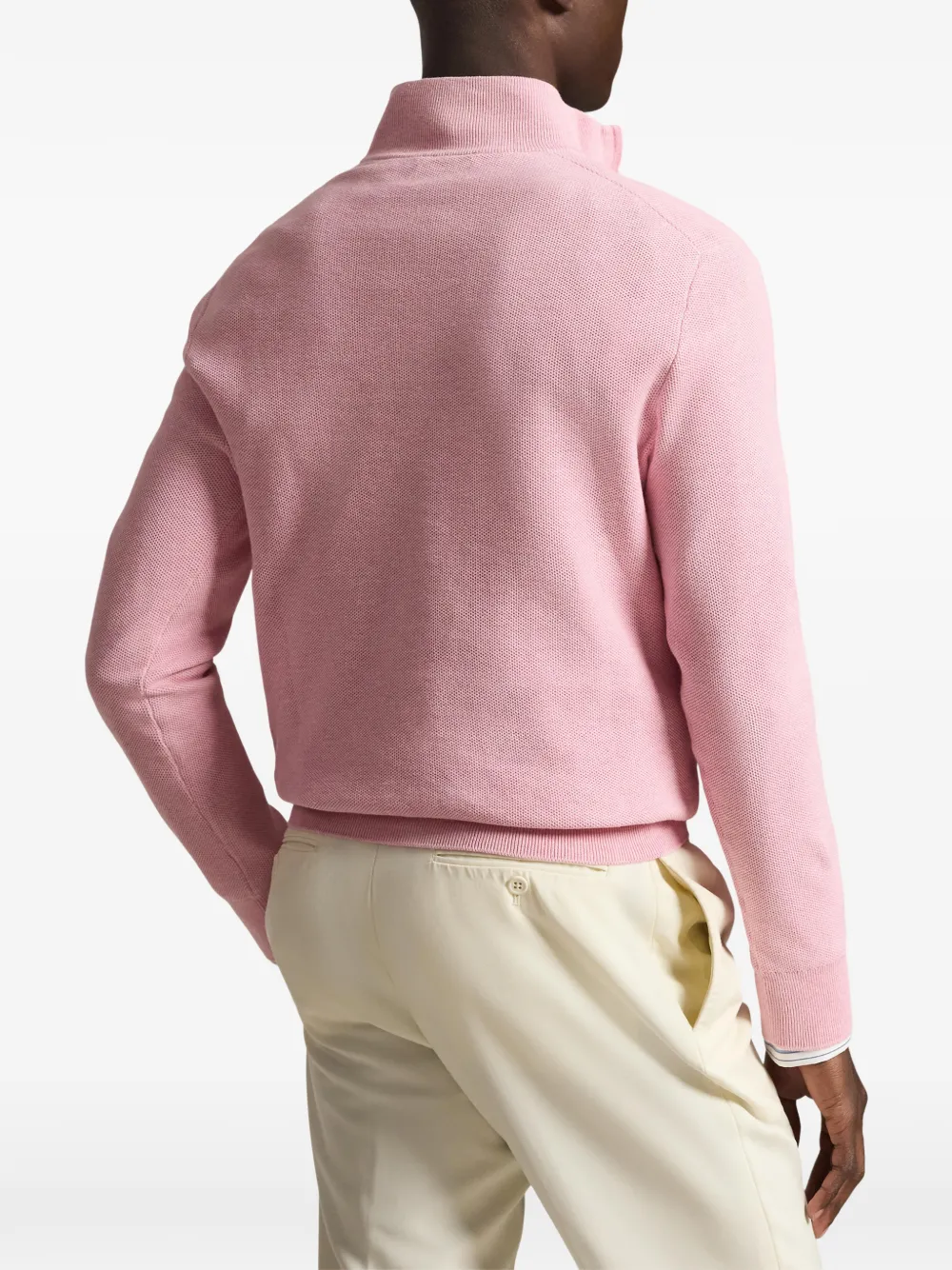 Вязаный свитшот на молнии до четверти Polo Ralph Lauren, розовый — фото 4