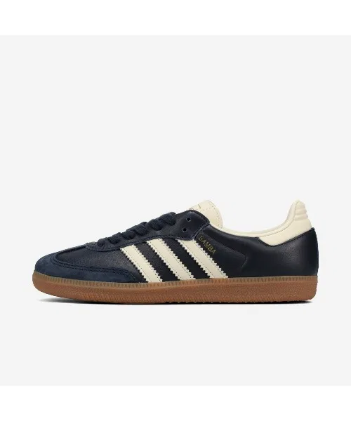 Мужские и женские кроссовки Adidas Samba OG тёмно-синие — фото 4