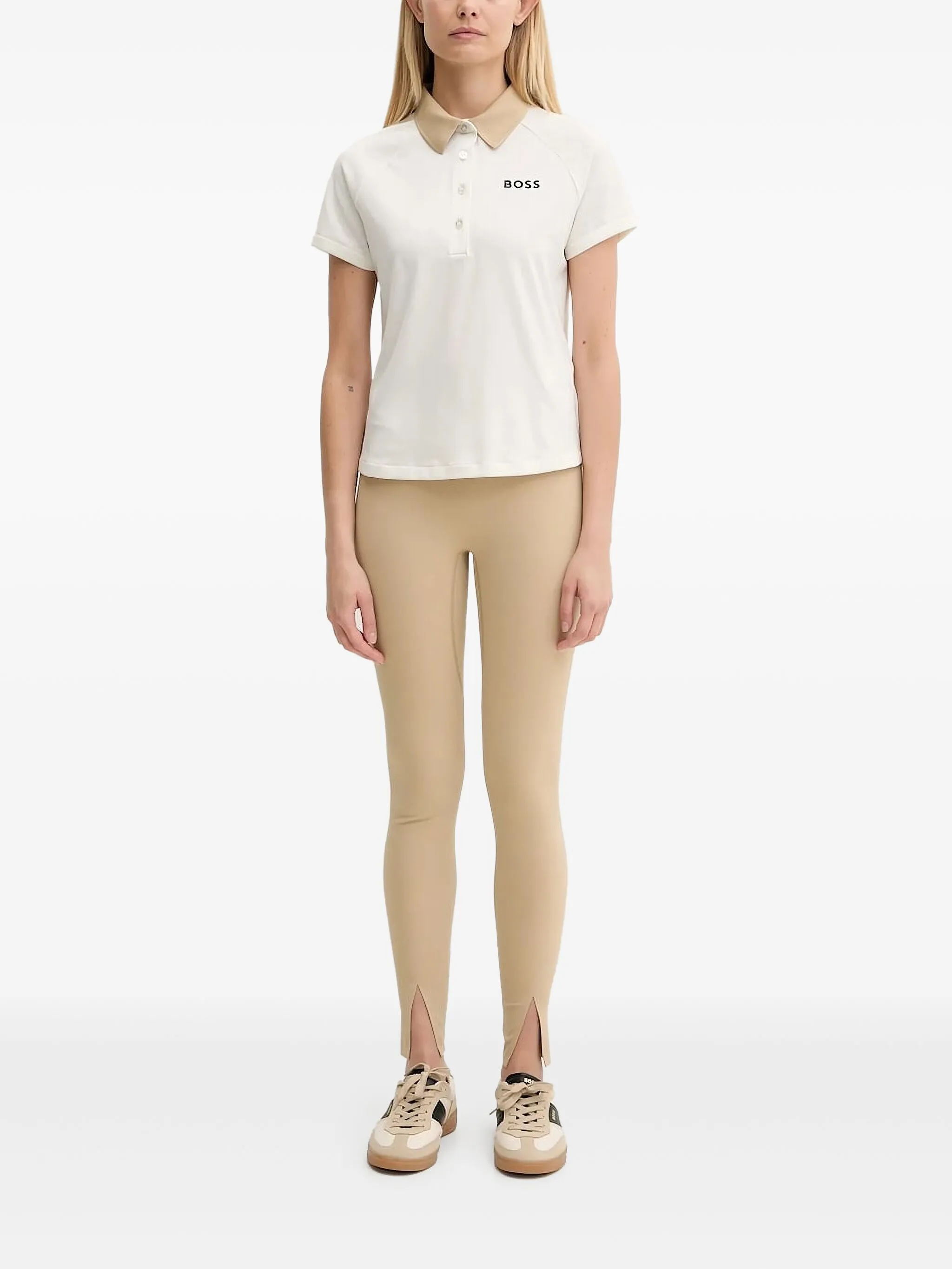 

Рубашка поло с контрастным воротником Boss, белый