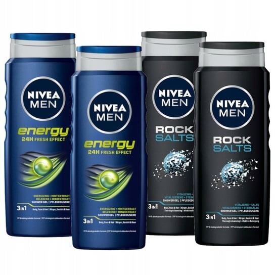 

Каменная соль и энергия, гель для душа, 4x500 мл Nivea Men