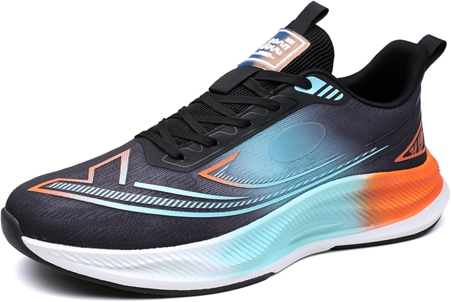 

Мужские вязаные дышащие спортивные кроссовки на шнуровке с сеткой, с толстой подошвой, противоскользящие, амортизирующие, модные для бега, подходят для спортзала, тренировок и прогулок Qaoterod, черный