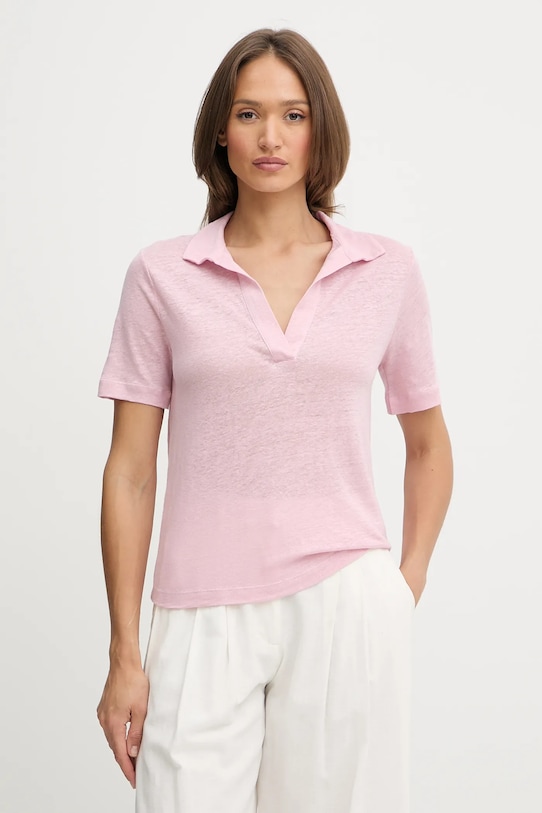 

Льняная поло United Colors Of Benetton, розовый