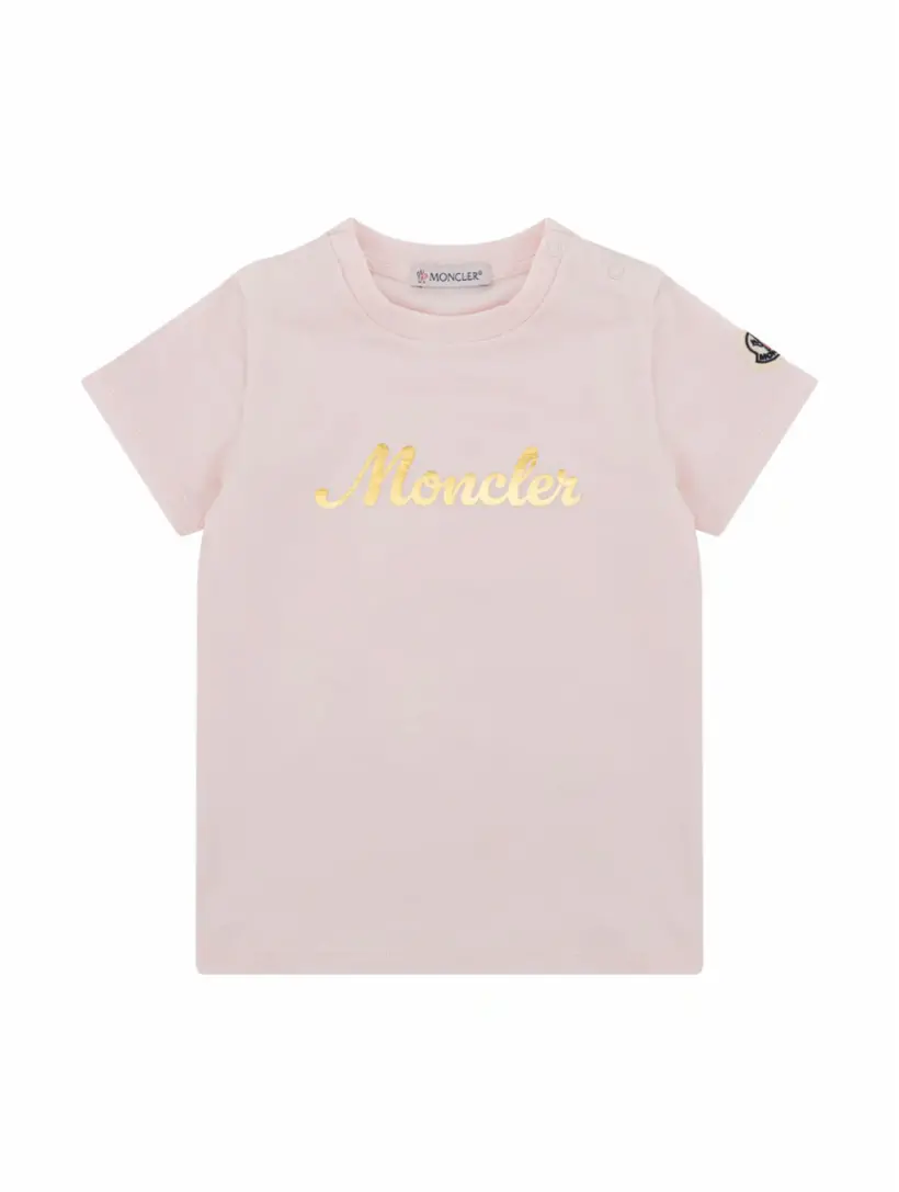 

Хлопковая футболка с логотипом Moncler, розовый