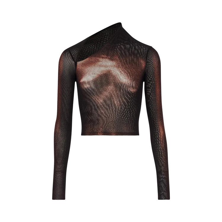 

Топ Jean Paul Gaultier Mesh Asymetric Collar Crop Top, Black/Brown