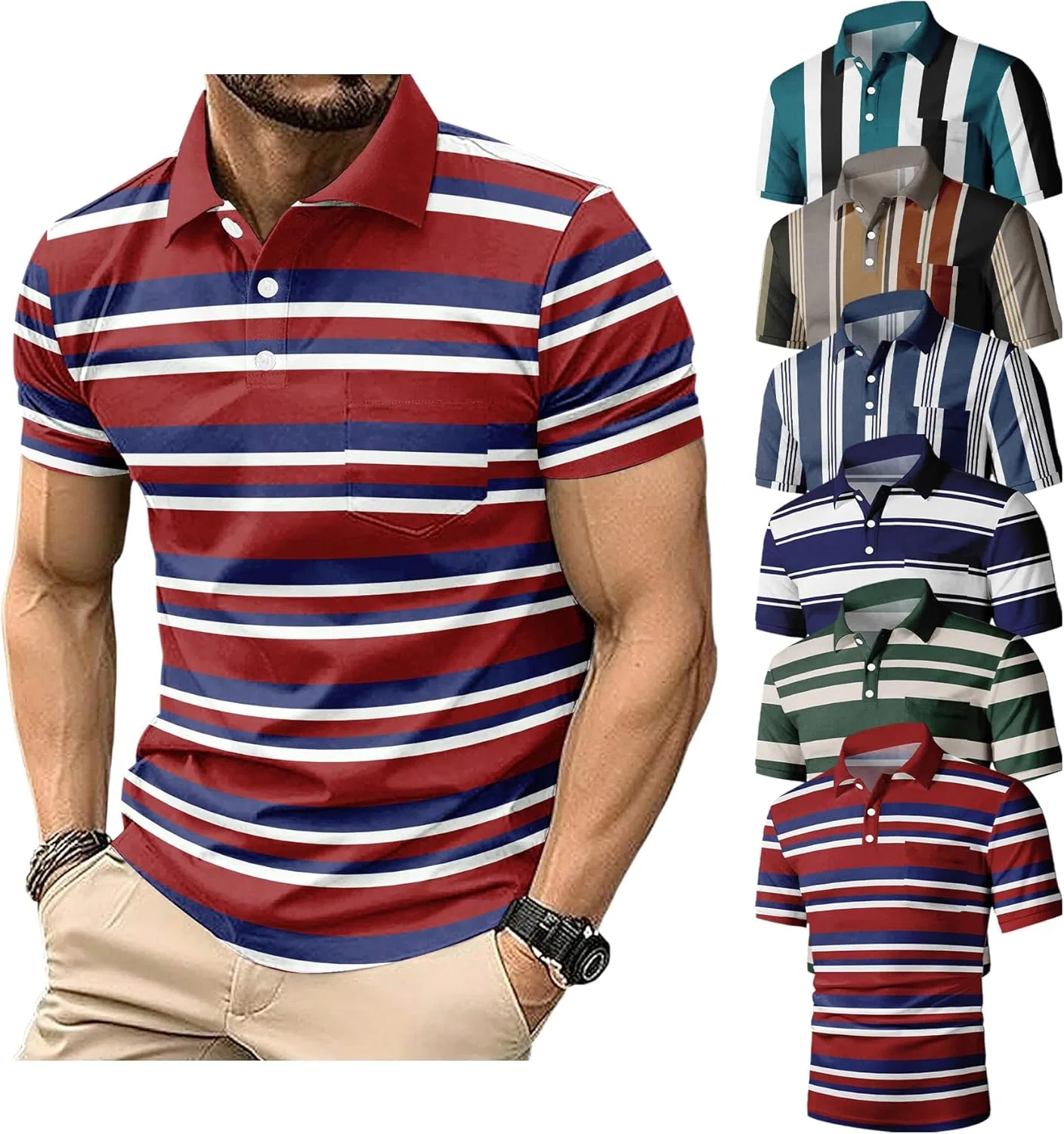 Мужское поло 6 шт, спортивное, дышащее, для гольфа и тенниса, Style-6pack-8