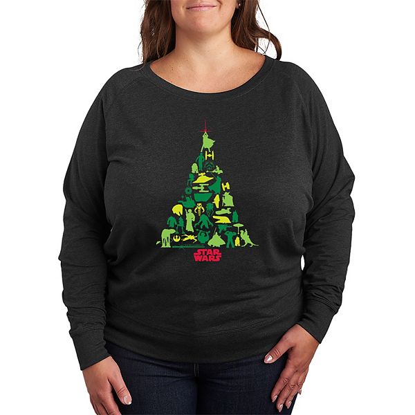 

Футболка с длинным рукавом French Terry с рождественским принтом силуэта елки Plus size Star Wars, Heather Charcoal, Черный, Футболка с длинным рукавом French Terry с рождественским принтом силуэта елки Plus size Star Wars, Heather Charcoal