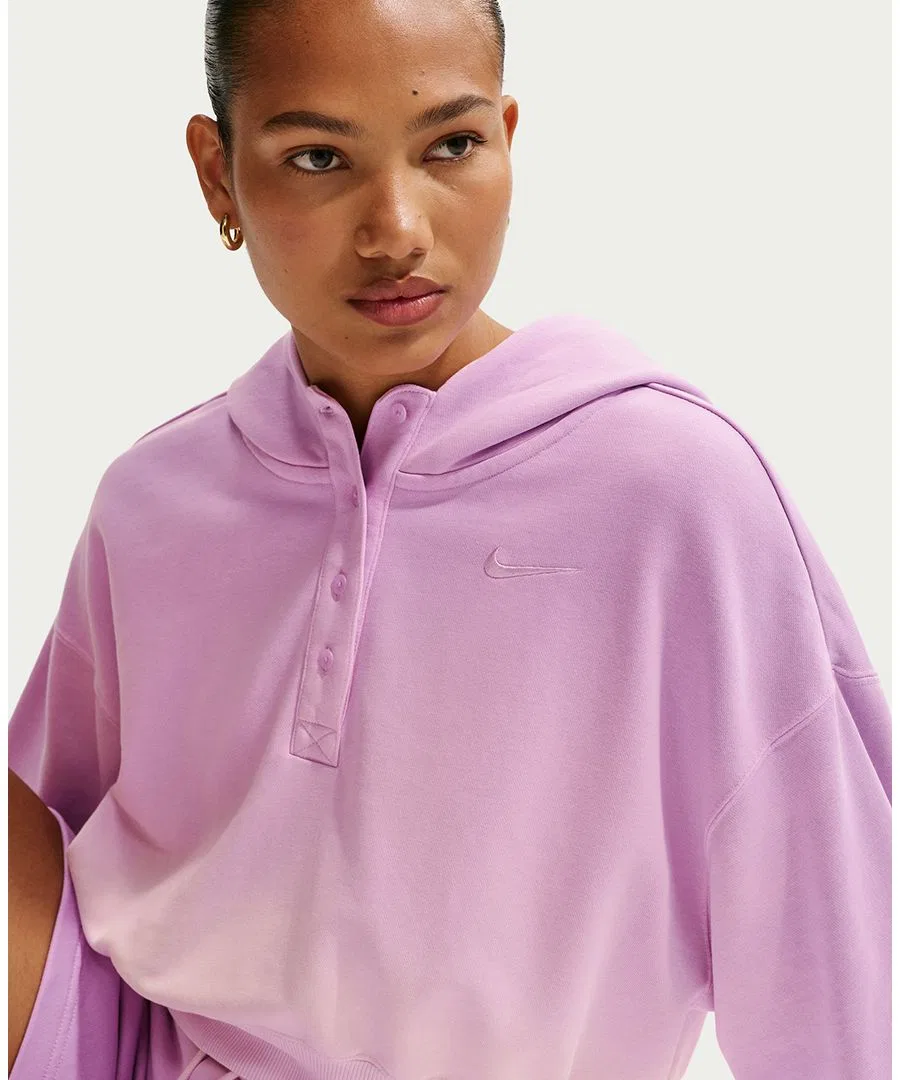 Женская спортивная толстовка Phoenix Flee Oversized Henley Hoodie Nike, Pink Foam/Lt Magenta/Lt Magenta — фото 2