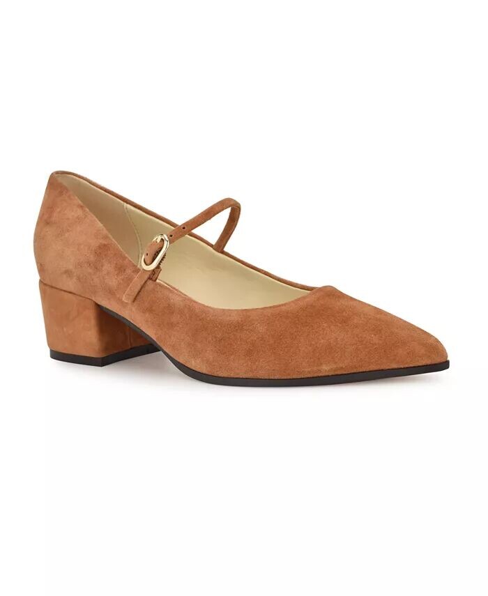 

Женские туфли-лодочки на блочном каблуке с острым носком Prix Nine West, коричневый