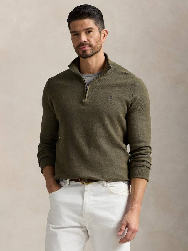 

Свитер polo big & tall на молнии наполовину Ralph Lauren, цвет Cargo Olive/Heather
