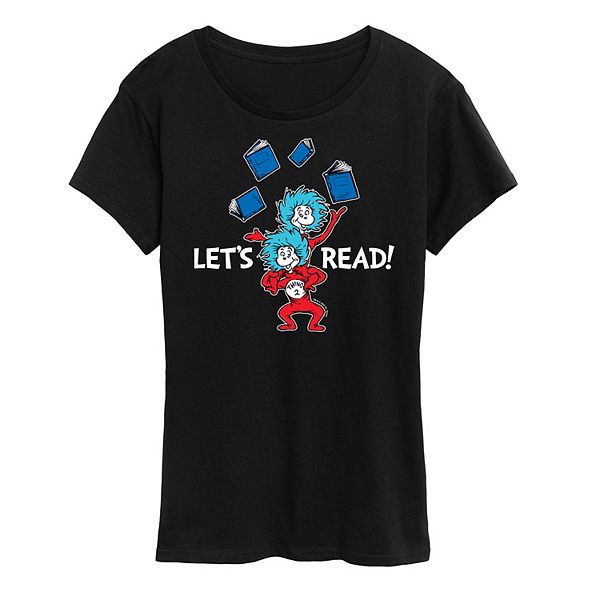 

Женская футболка с принтом Let's Read Dr. Seuss, Black, Черный, Женская футболка с принтом Let's Read Dr. Seuss, Black