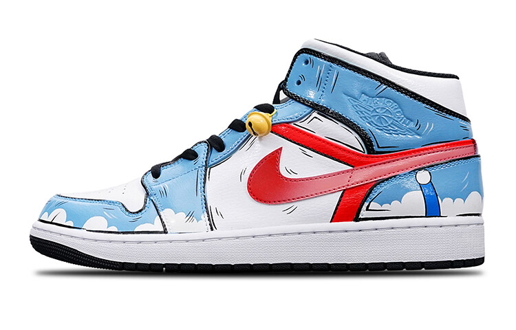 

Кроссовки Air JORDAN 1 Vintage Basketball Shoes Women's High-Top White Blue Red