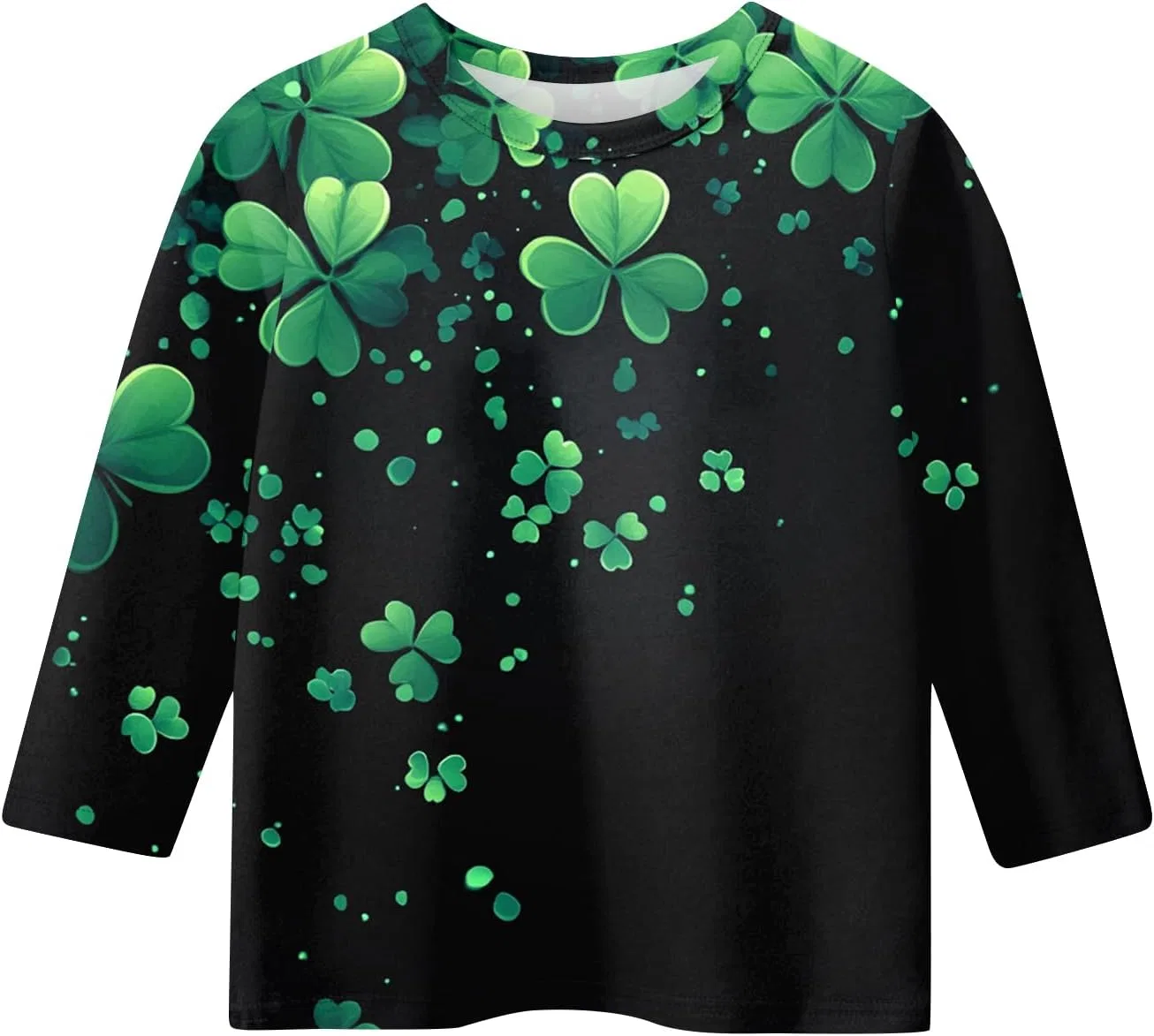 Женская футболка с принтом St. Patrick's Day, длиной 3/4, черная — фото 2
