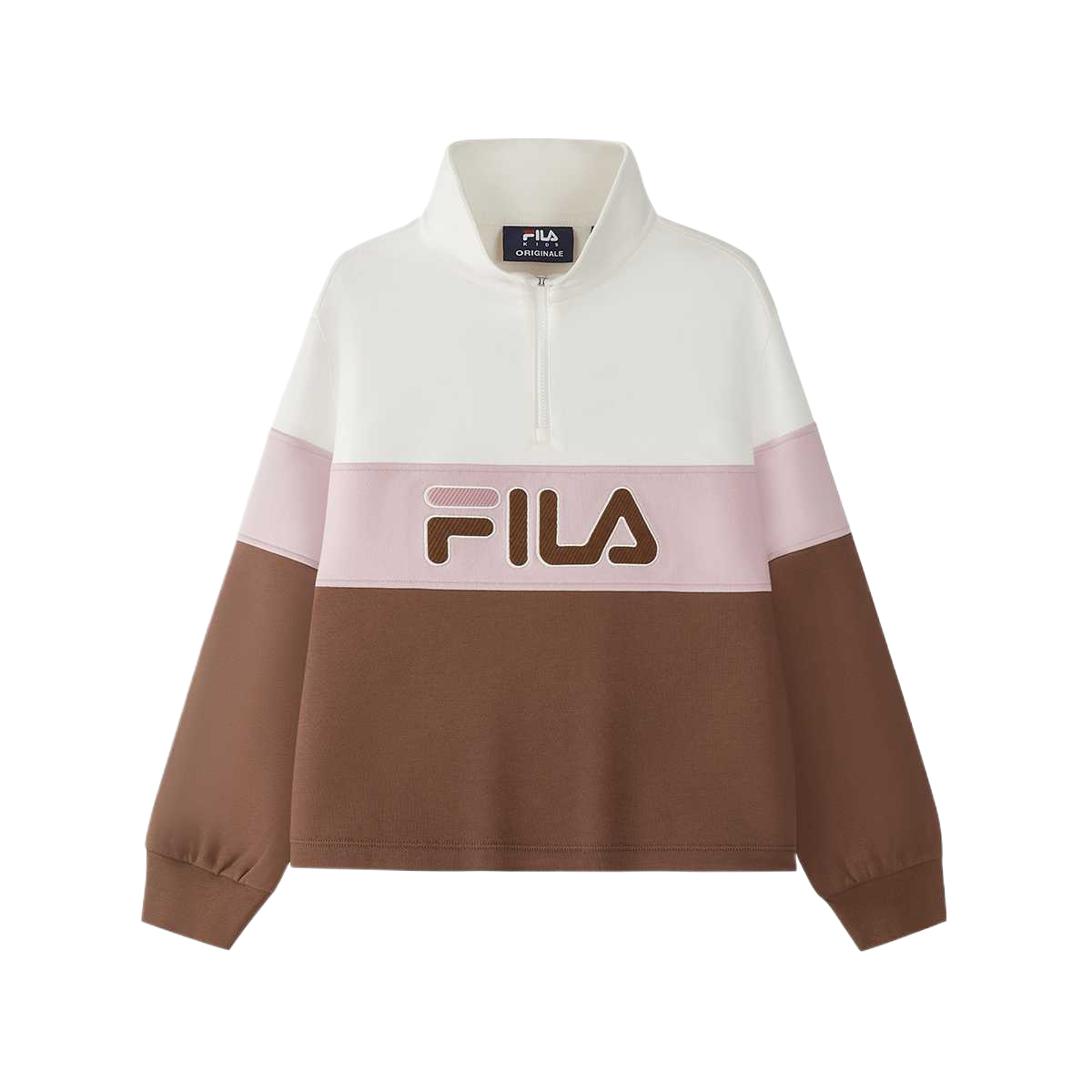 

Тканевая толстовка в трехцветном лоскутном стиле, минималистичный дизайн, стильная детская Fila Kids, cloud белый