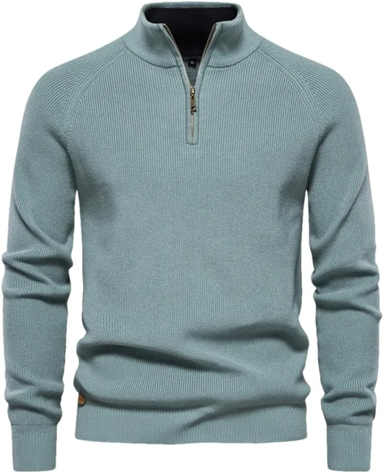 

Мужской свитер полуводолазка на молнии slim fit