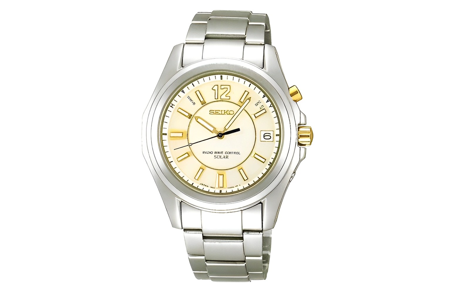 

SEIKO Часы Solar Series Quartz Movement Titanium Strap Men's Watch Yellow Watch Dial, Beige Yellow