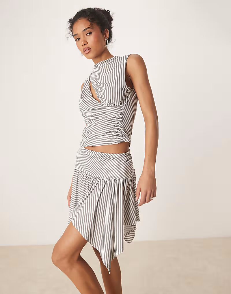 

Юбка-трансформер ASOS DESIGN серого цвета с полосками