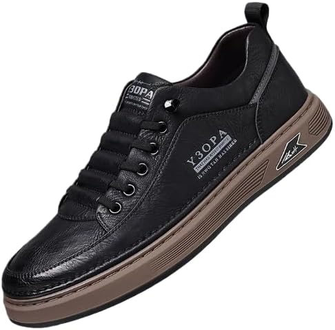 

Мужские кроссовки для скейтбординга - шнуровка, нескользящая резиновая подошва, дышащие и удобные кроссовки для скейт-парков, активного отдыха на улице и повседневной носки Hhhchpm, черный