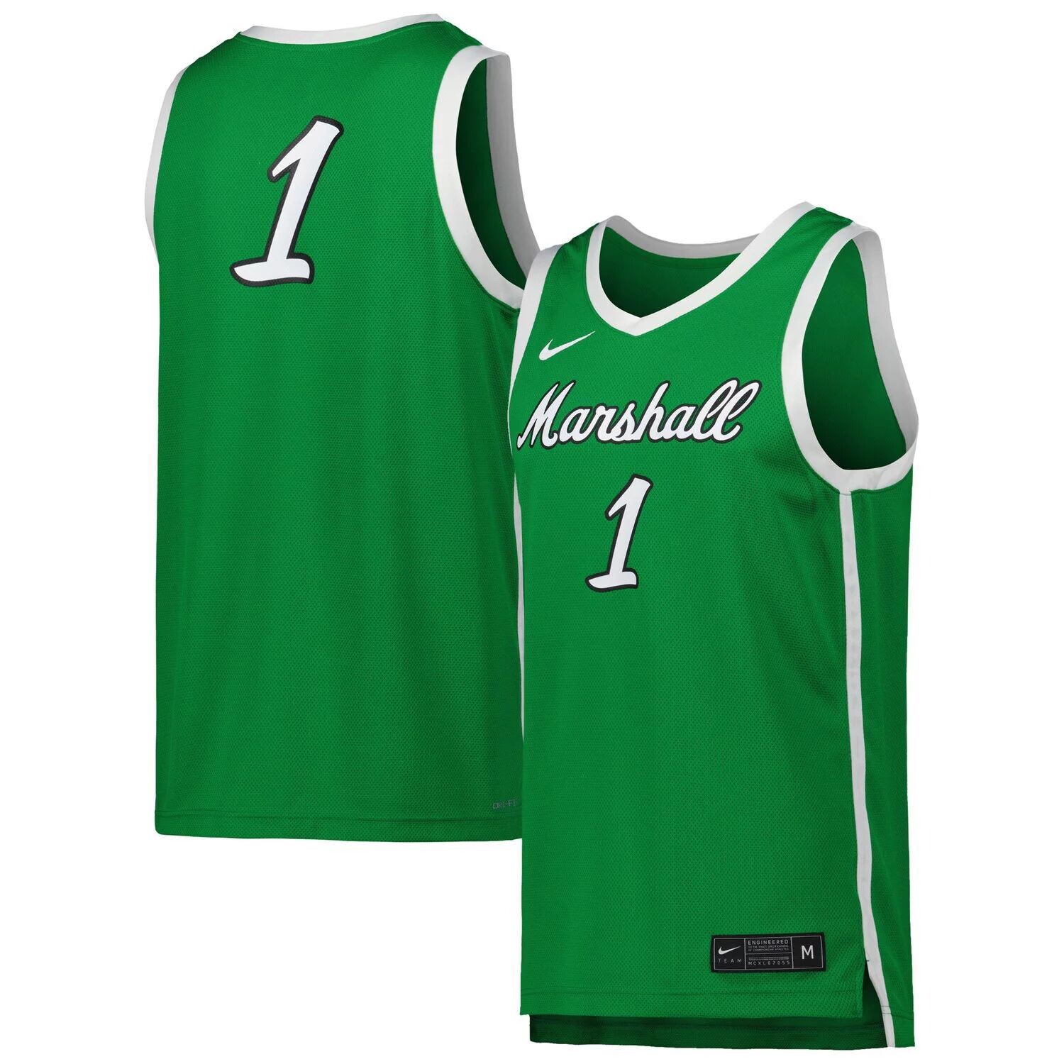 

Мужская баскетбольная майка Nike #1 Kelly Green Marshall Thundering Herd Replica