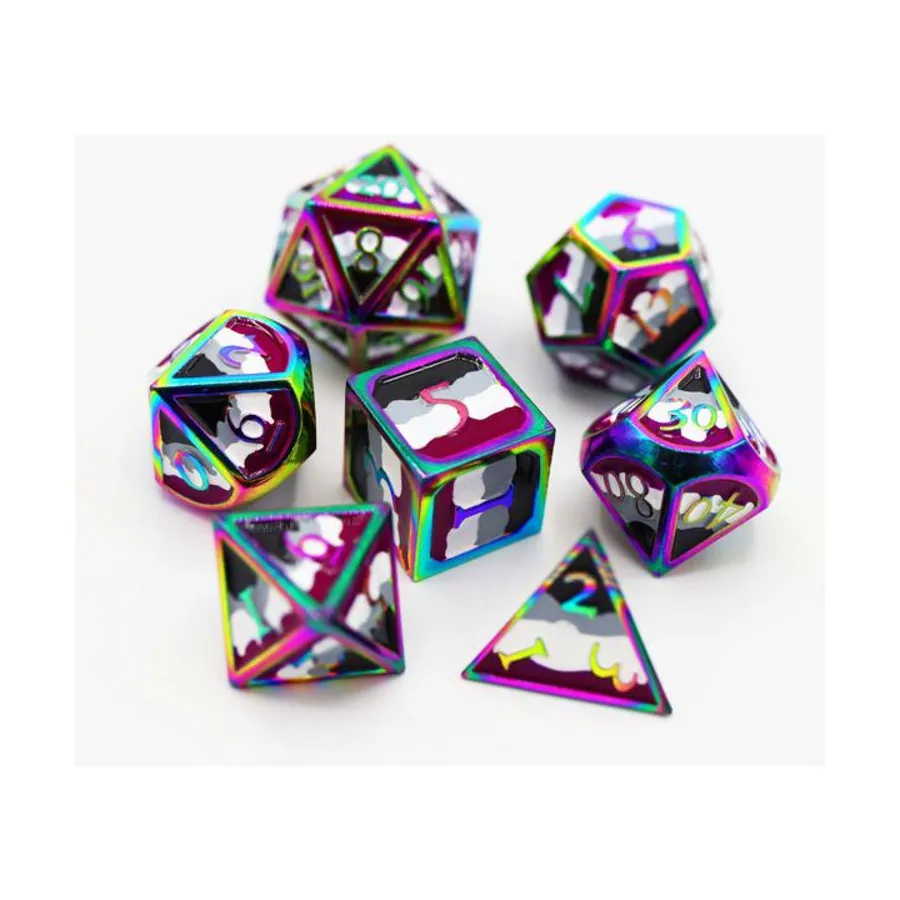 

Металлический поли-набор - Асексуальная гордость (7), Dice Sets - Pride Dice