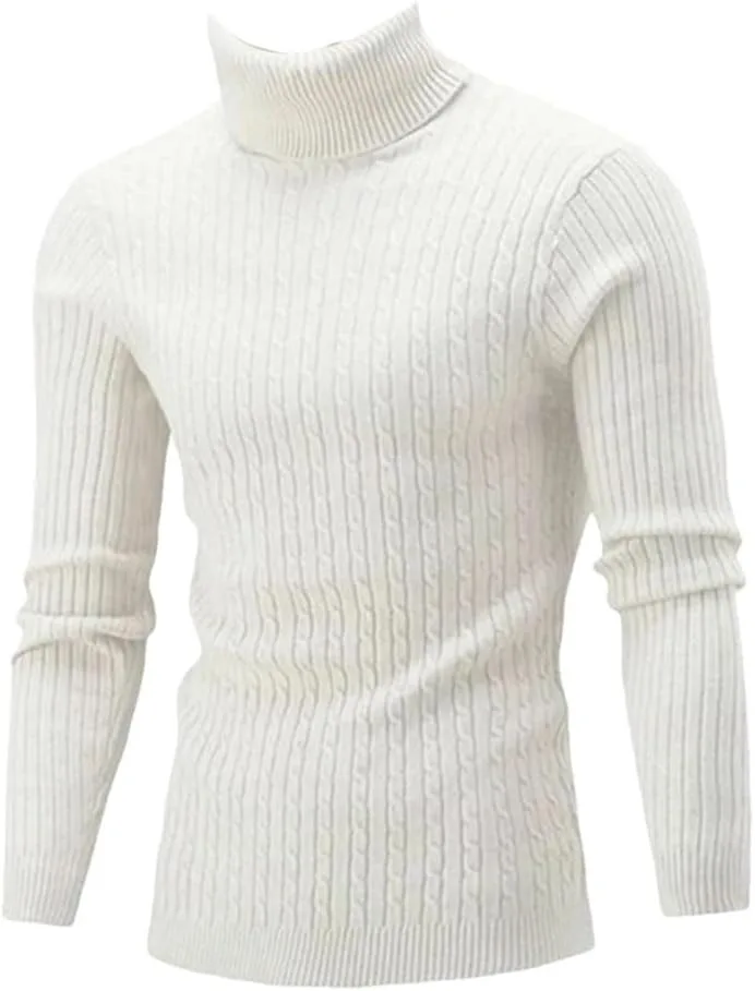 

Мужской свитер с высоким воротником, зимний, slim fit