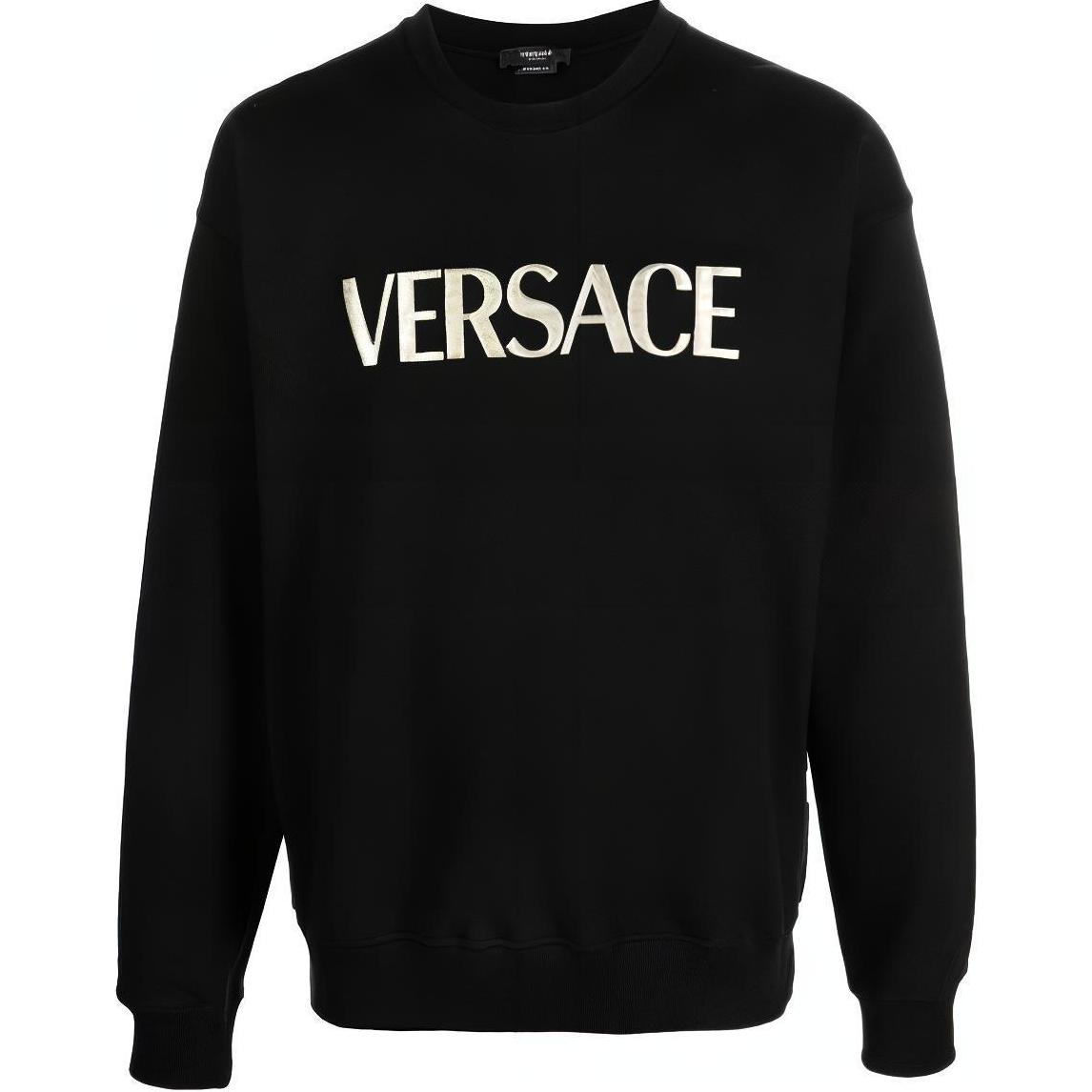 Футболка с вышитым логотипом VERSACE, черная — фото 2